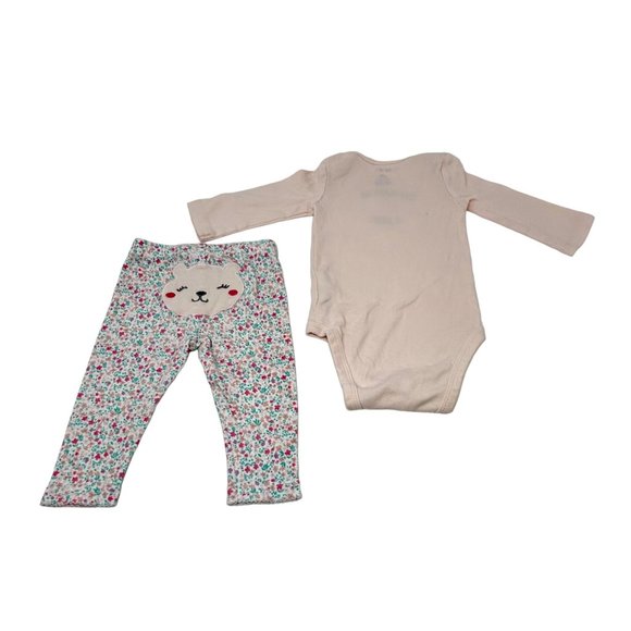 2 Baby Girl's Outfits - 2 Leggings, 1 Body Suit, & 1 Shirt - Size 6 Month - Picture 3 of 7
